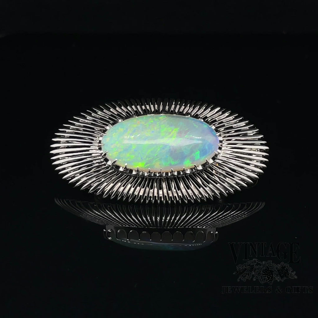 Revolving video of estate 14 karat white gold opal combination pendant/slide necklace
