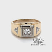 Revolving video of 14 karat yellow and white gold .22ctw 3-diamond tapered ring