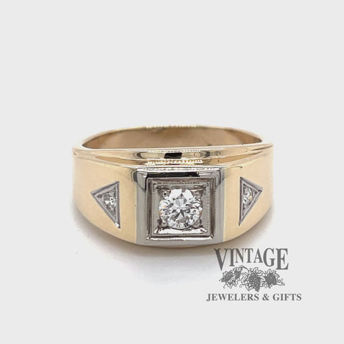 Revolving video of 14 karat yellow and white gold .22ctw 3-diamond tapered ring