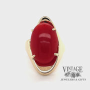 Red coral 14ky gold contemporary ring Video