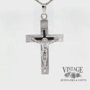 Revolving video of 14 karat white gold crucifix