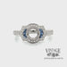 Revolving video of Platinum sapphire and diamond vintage Inspired hand engraved ring mounting