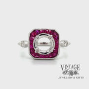 Revolving video of Platinum ruby and diamond ring mounting