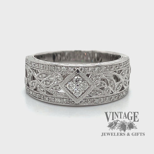 Diamond scroll 14kw gold ring video