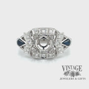 Edwardian inspired hand engraved cabochon sapphire and diamond 14kw gold ring video