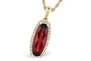 14 karat yellow gold 1.75 carat checkerboard cut garnet & diamond halo pendant