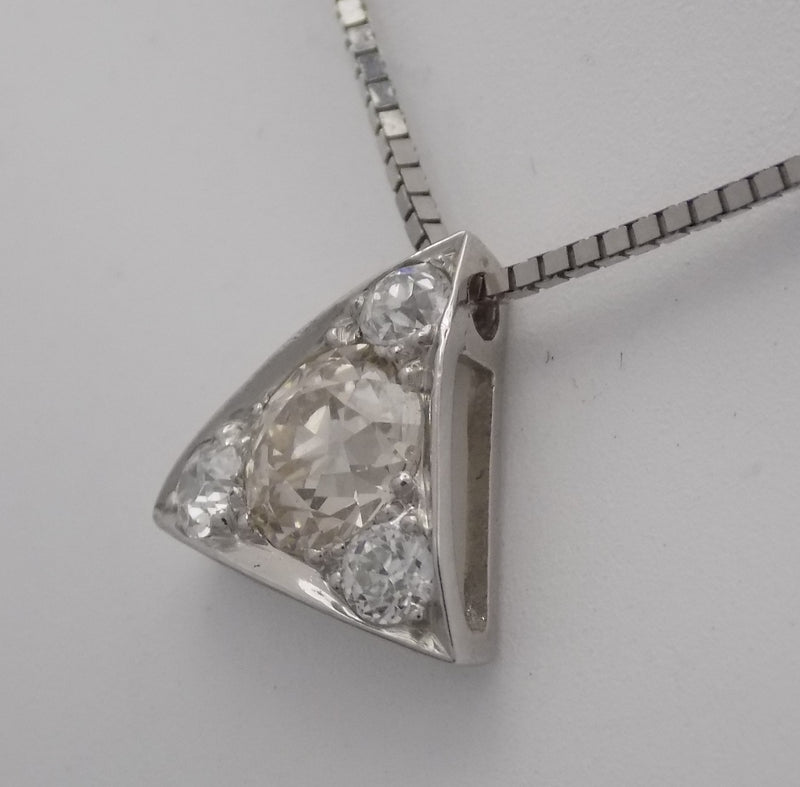 Triangular shaped vintage diamond pendant