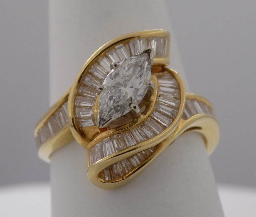 Marquise diamond ring with baguettes