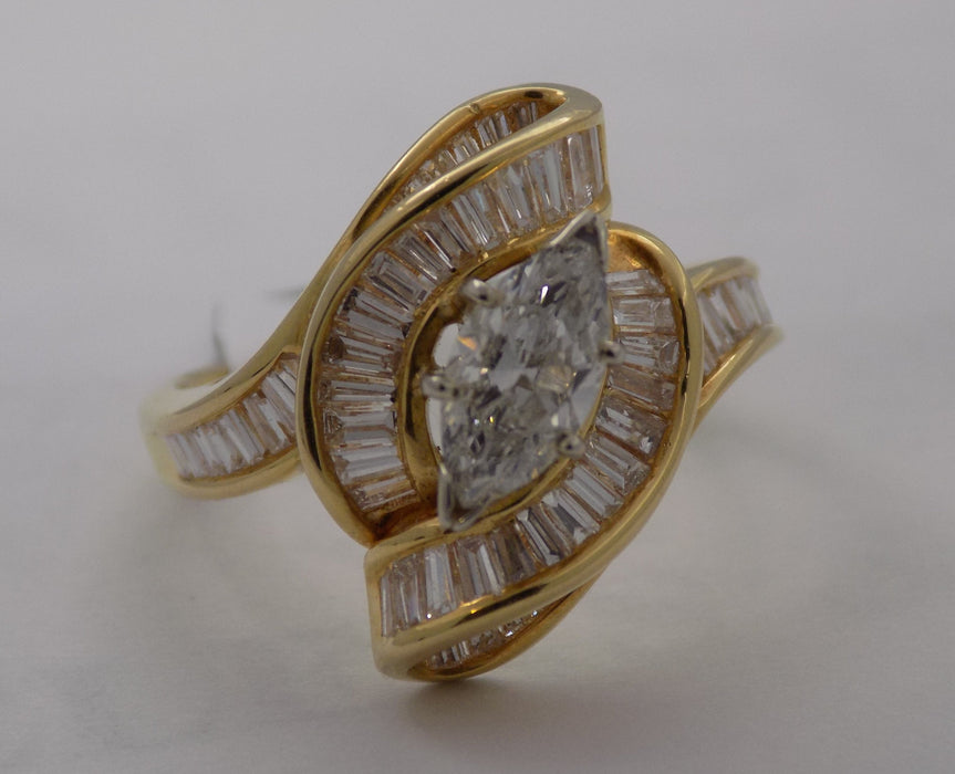 Marquise diamond ring with baguettes