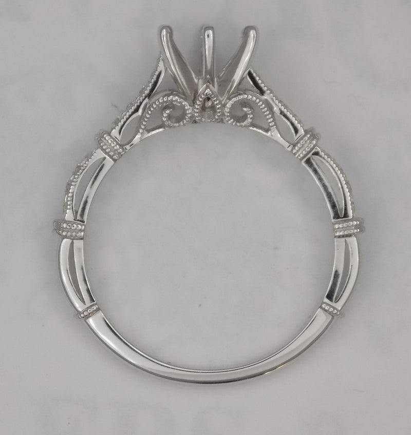 Diamond ribbon motif semi-mount engagement ring