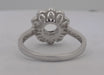 18 karat white gold scalloped halo style diamond semi mount ring for 1 carat center stone, rear view
