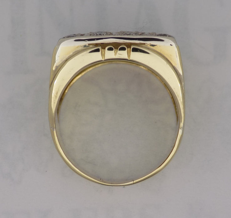 Large square diamond signet ring.