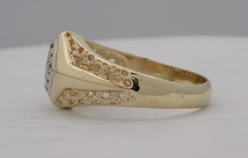 Yellow gold diamond shaped cluster ring