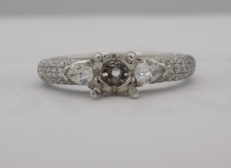 White gold pave semi-mount for 3/4 carat diamond