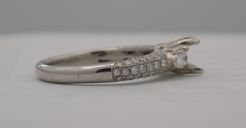 White gold pave semi-mount for 3/4 carat diamond