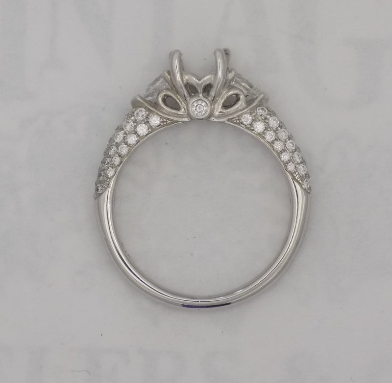 White gold pave semi-mount for 3/4 carat diamond