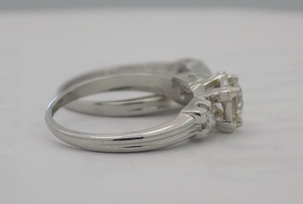 Vintage platinum & diamond wedding set with 1/2 carat center diamond