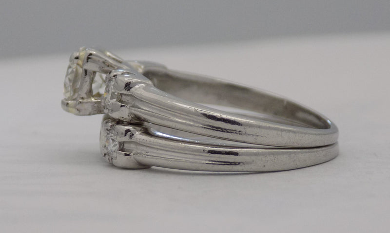Vintage platinum & diamond wedding set with 1/2 carat center diamond