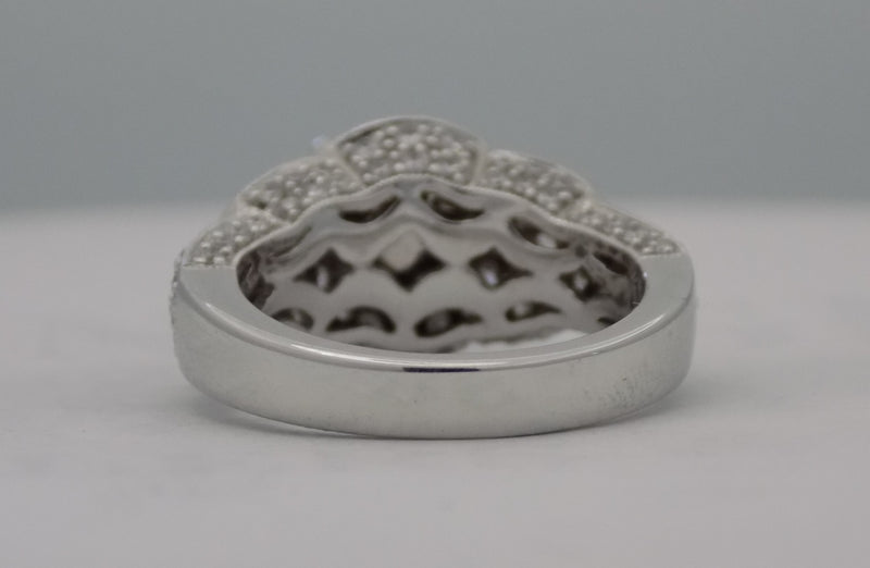 White gold pave' diamond halo wedding ring for 3/4 carat center round diamond