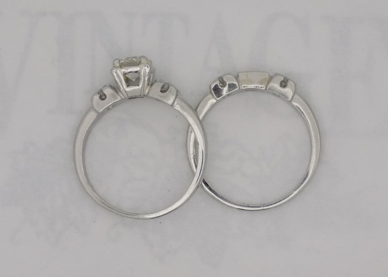 Vintage platinum & diamond wedding set with 1/2 carat center diamond
