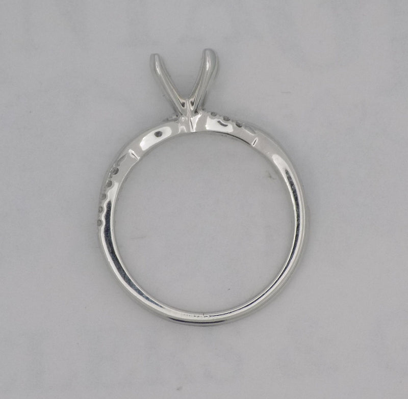 White gold diamond twist semi-mount for round 1 carat stone