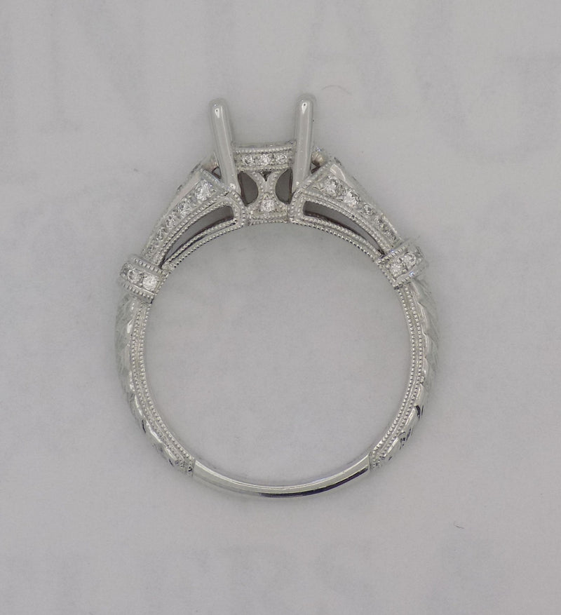 White gold diamond pave' semi-mount for 1.25 carat diamond center stone