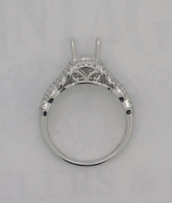 White gold pinpoint diamond semi-mount for 1 carat round diamond