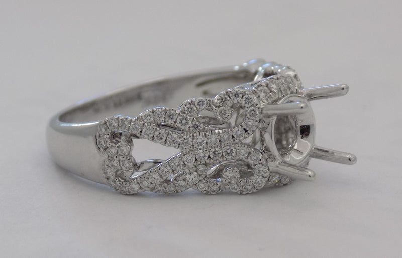 White gold pinpoint diamond semi-mount for 1 carat round diamond