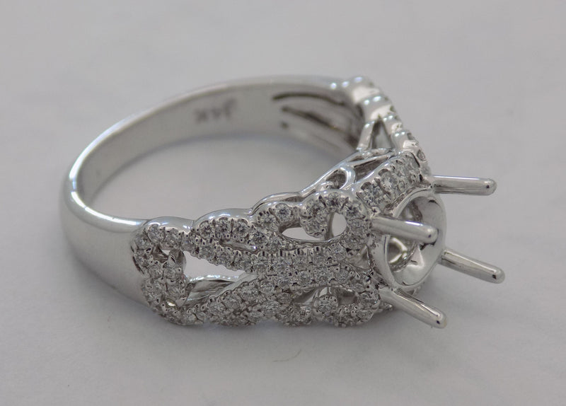 White gold pinpoint diamond semi-mount for 1 carat round diamond