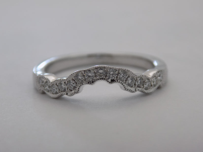 White gold curved diamond wedding band