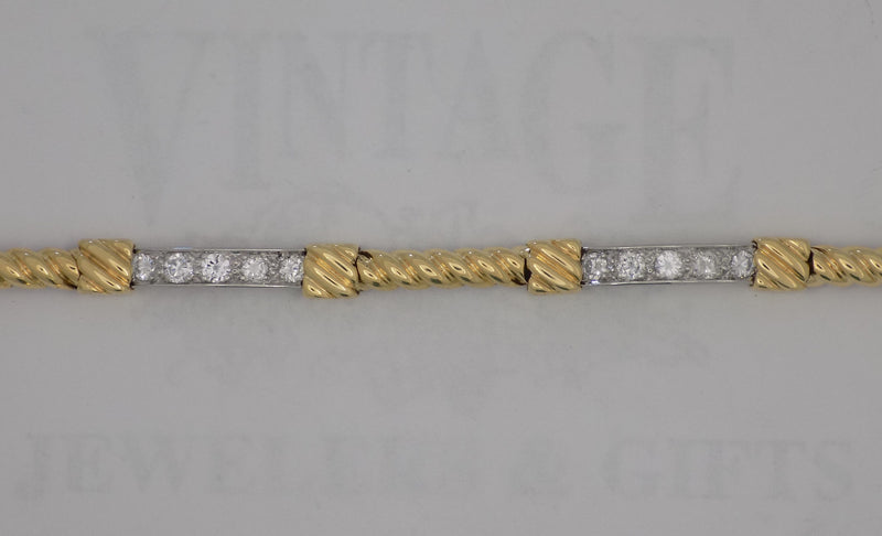 Estate two-tone diamond link bracelet