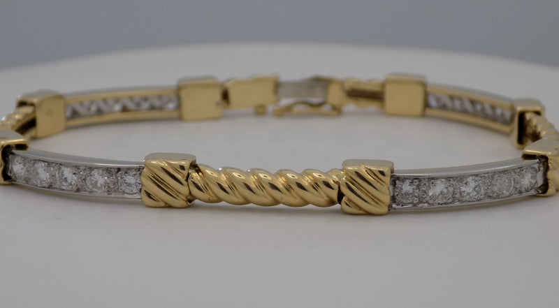 Estate two-tone diamond link bracelet