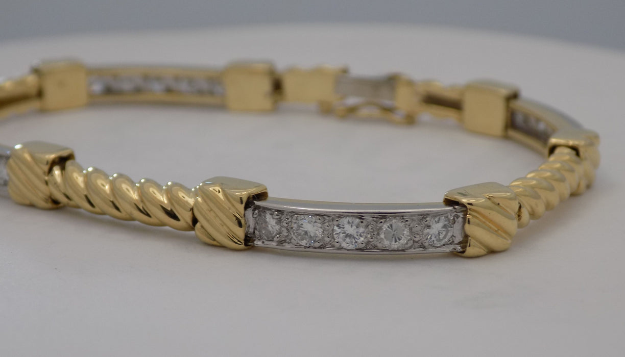 Estate two-tone diamond link bracelet