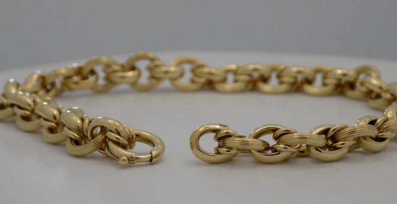 18 karat estate yellow gold fancy rolo style link bracelet