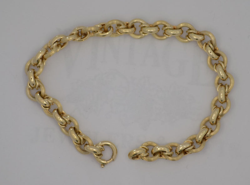18 karat estate yellow gold fancy rolo style link bracelet