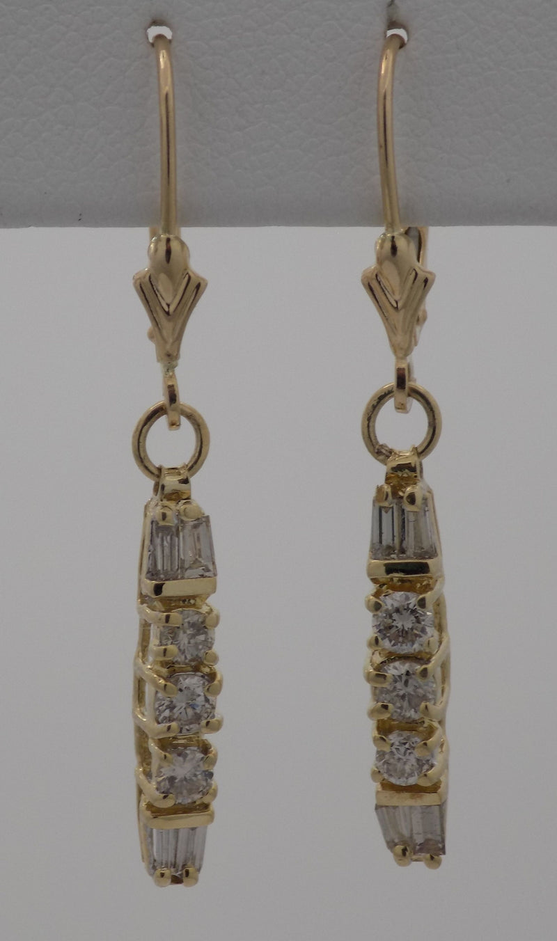 Yellow gold diamond drop 14k earrings