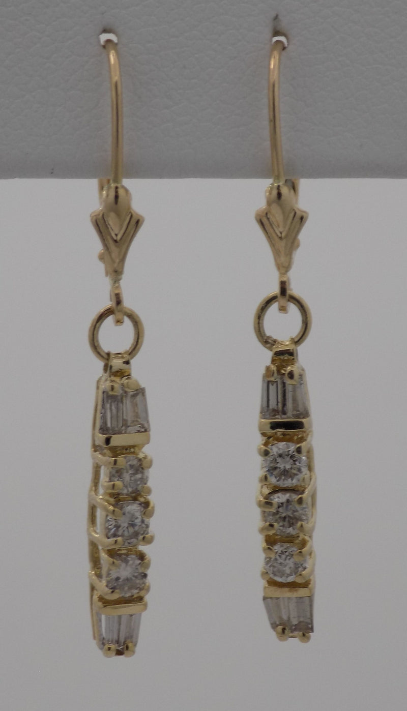 Yellow gold diamond drop 14k earrings