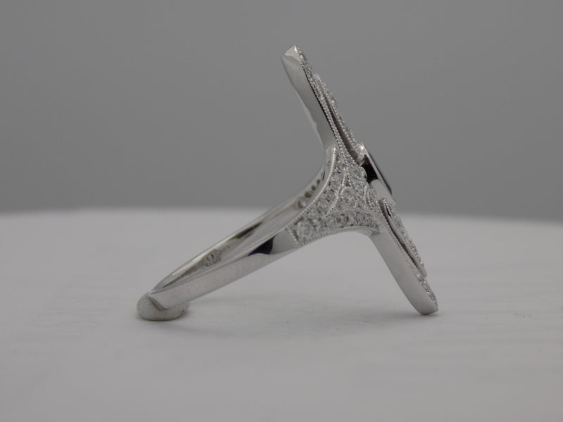 White gold diamond and sapphire ring