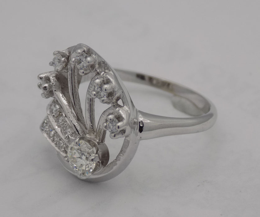 White gold estate diamond cluster ring