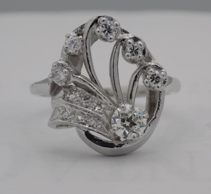 White gold estate diamond cluster ring