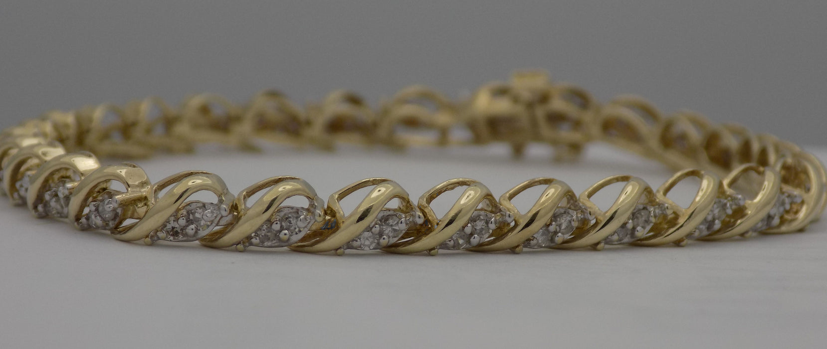 1ct diamond tennis 14ky gold estate bracelet