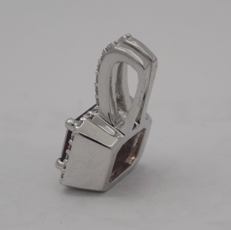 White gold garnet halo diamond style pendant