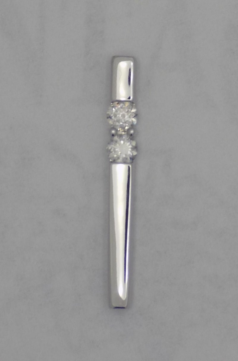 14 k white gold vertical diamond bar pendant.