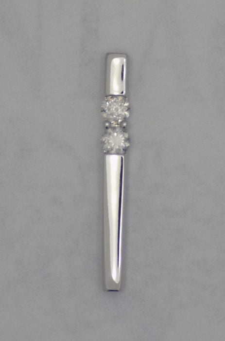 14 k white gold vertical diamond bar pendant.