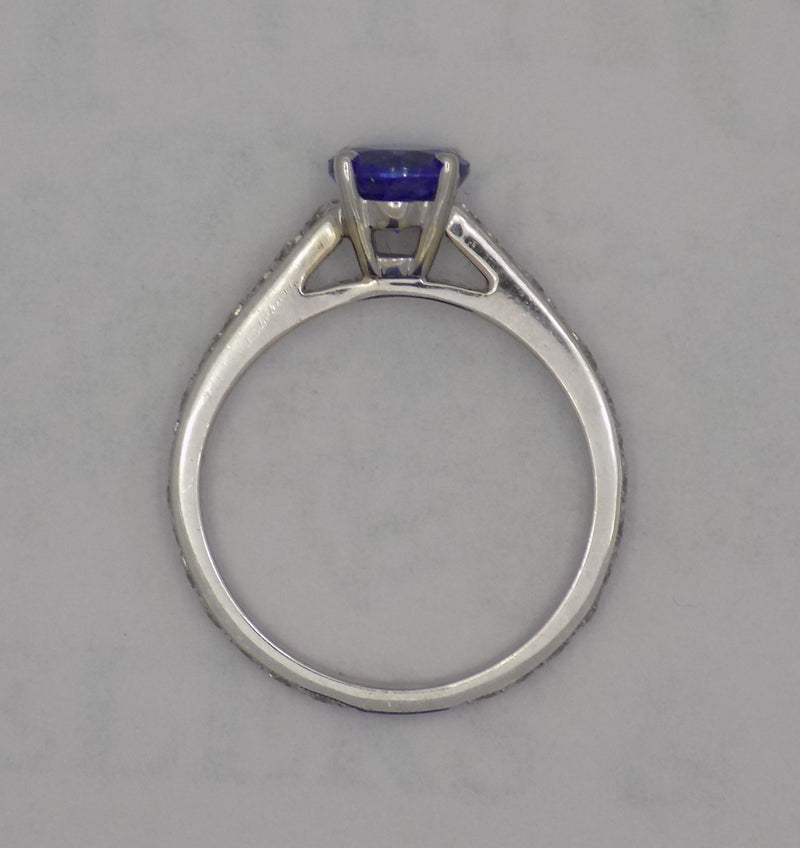White gold tanzanite diamond ring.