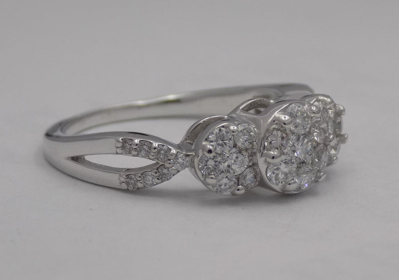 White Gold diamond cluster ring.