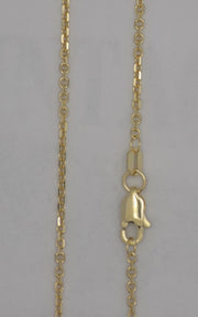 16" 14 karat yellow gold 1.45 mm solid diamond cut cable chain.