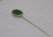 18k yellow gold oval fine green jadeite stickpin, front angled view