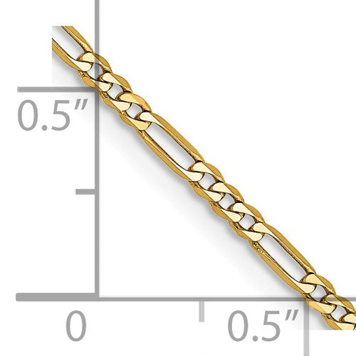 18" 1.8mm 14 karat yellow gold Flat Figaro Chain