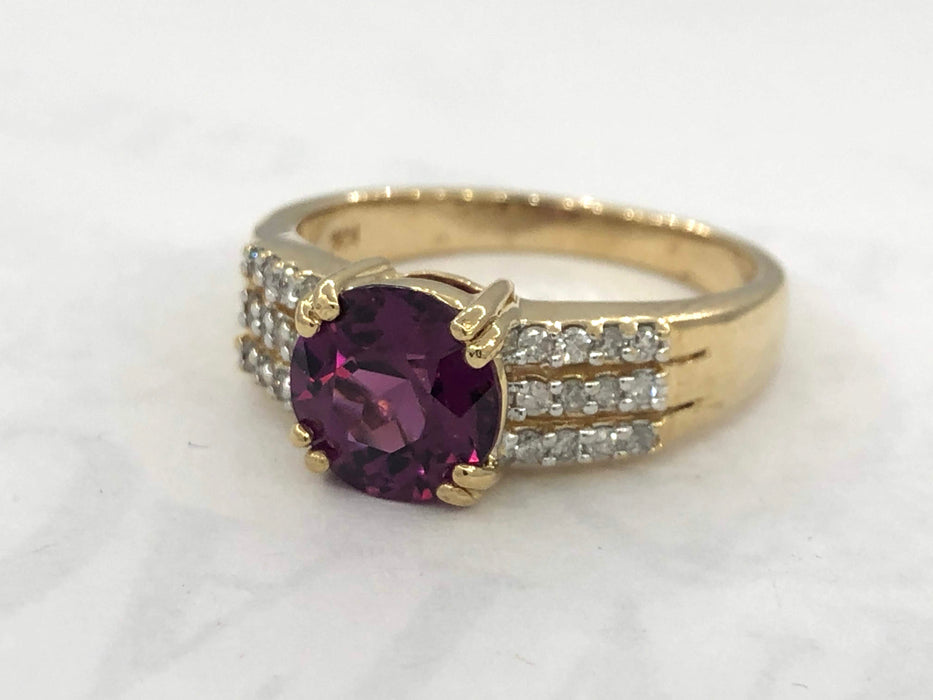 Grape garnet and diamond ring